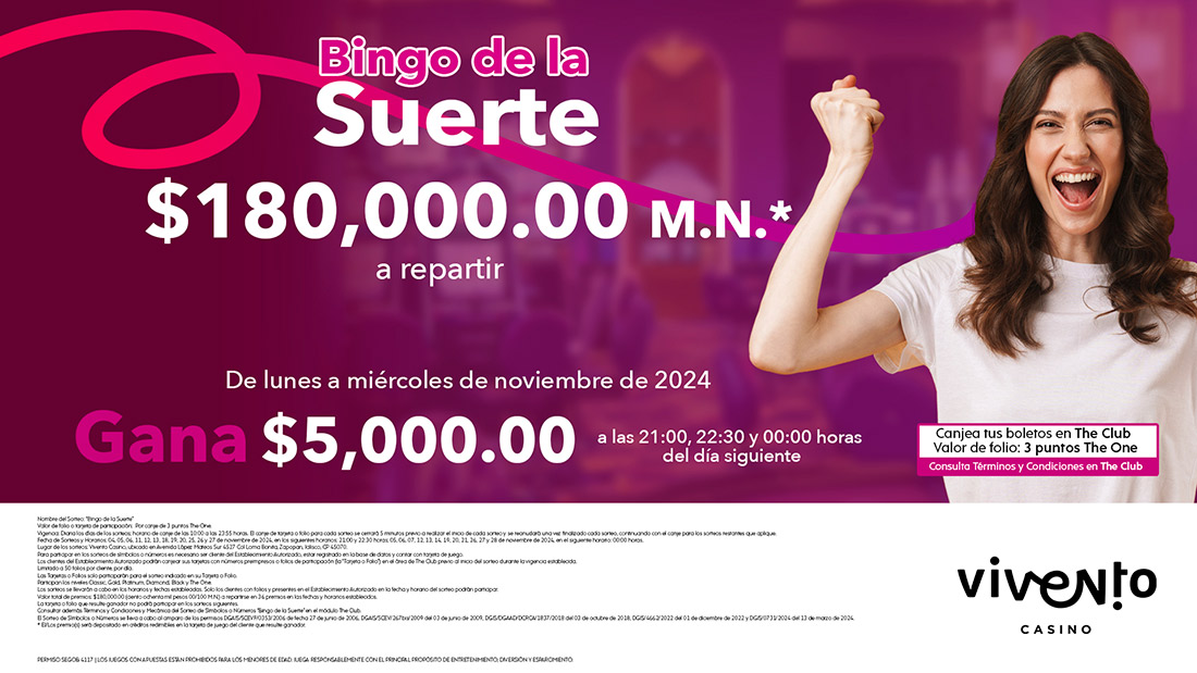 Ven, Vive Vivento con nuestro Sorteo BINGO DE LA SUERTE