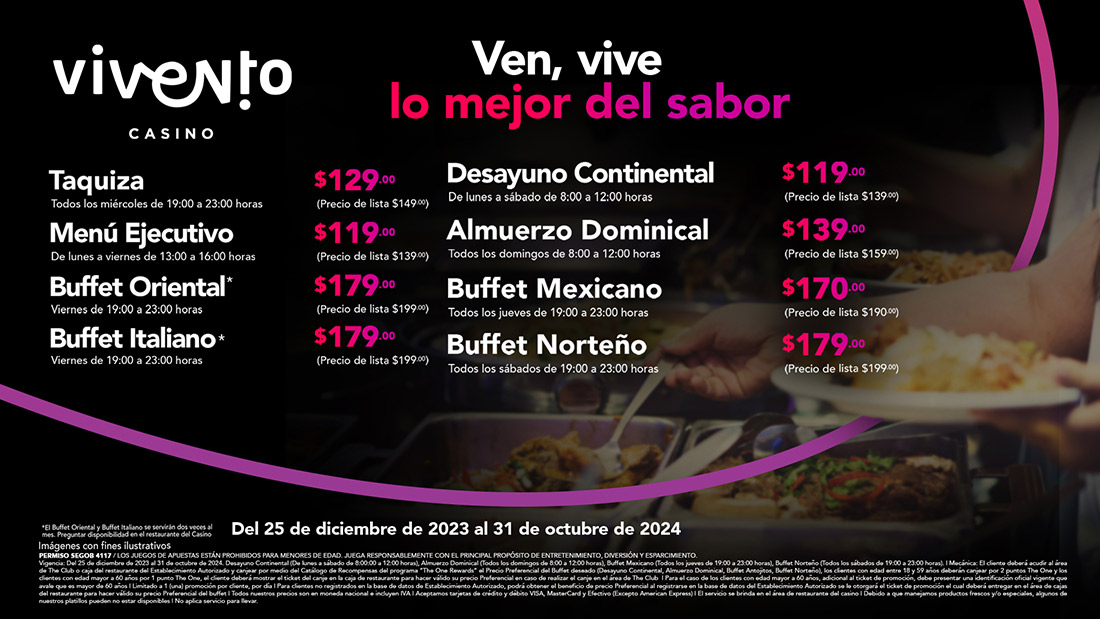 Ven Vive lo mejor del Sabor en Vivento Casino