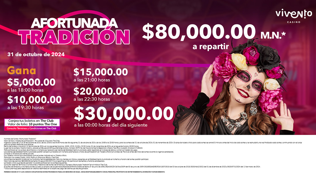 Diviértete con nuestro sorteo Afortunada Tradición con $80,000 pesos* a repartir