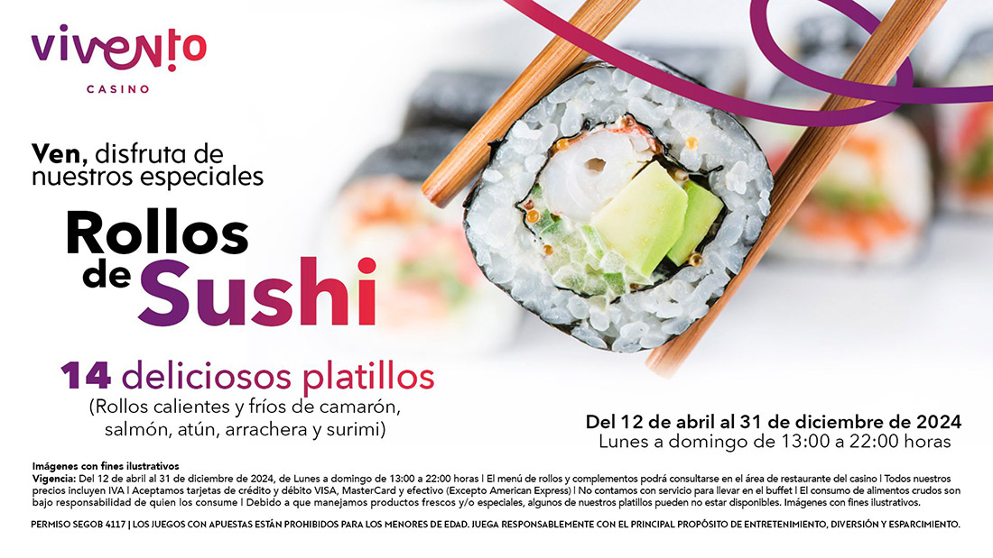 Rollos de Sushi en Vivento Cuatro Ríos